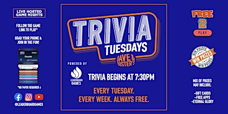 Trivia Night | Dave & Buster's - Auburn WA - TUE 730p - @LeaderboardGames