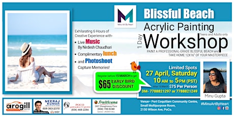 Acrylic Painting Workshop -Blissful Beach- (Live Music, Food n Fun)