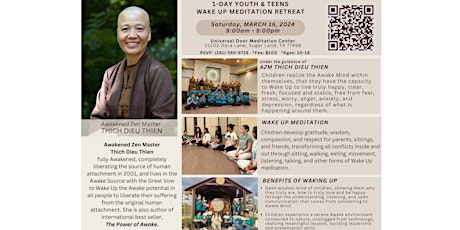 1-Day Youth & Teens Wake Up Meditation Retreat - March 16, 2024 primary image