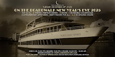 Imagem principal do evento Portland New Year's Eve Party Cruise 2025 - On the Boardwalk