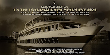 Portland New Year's Eve Party Cruise 2025 - On the Boardwalk