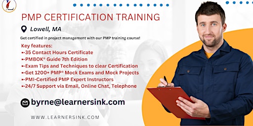 4 Day PMP Classroom Training Course in Lowell, MA  primärbild