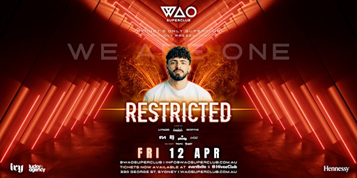 FRI 12 APR - RESTRICTED @ WAO SUPERCLUB primary image