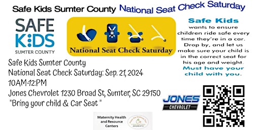 Imagen principal de Safe Kids Sumter County National Seat Check Saturday