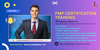 Hauptbild für 4 Day PMP Classroom Training Course in Pompano Beach, FL
