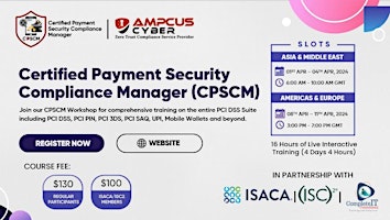 Image principale de (2) Certified Payment Security Compliance Manager (CPSCM) Workshop APAC