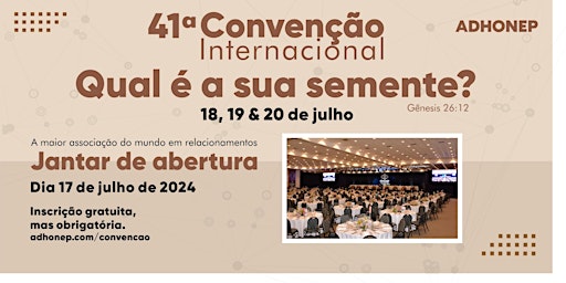 Primaire afbeelding van Jantar de Abertura - Convenção ADHONEP 2024