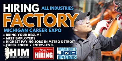 Primaire afbeelding van Michigan Manufacturing and Factory Job Fair 2024