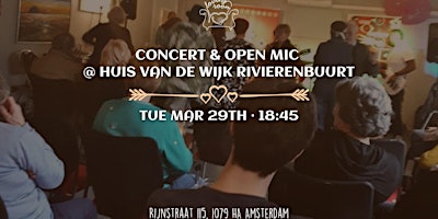 Primaire afbeelding van Concert and Open Mic  at Huis van de Wijk Rivierenbuurt