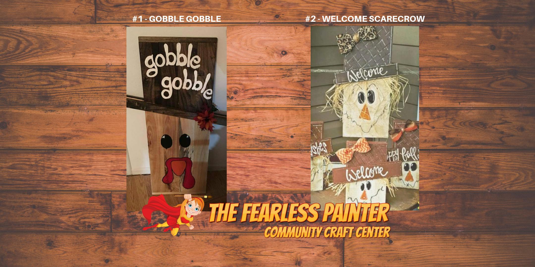 Gobble, Gobble or Scarecrow Wooden Boards