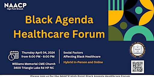 Primaire afbeelding van High Point NAACP Black Agenda Health Forum