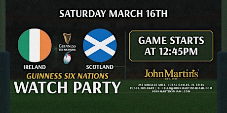 Ireland vs Scotland Rugby Watch Party At JohnMartin's primary image