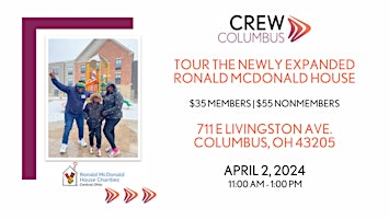 Image principale de CREW Columbus - Tour the Newly Expanded Ronald McDonald House