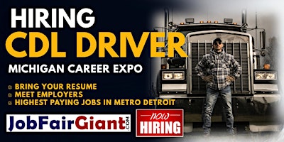 Primaire afbeelding van Detroit CDL Truck Driving Jobs Career Expo 2024