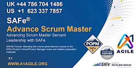 SASM, SAFe Advance Scrum Master 5.1, Certification Remote Training, 27/28Ma