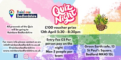 Primaire afbeelding van Rainbow Bedfordshire Quiz night