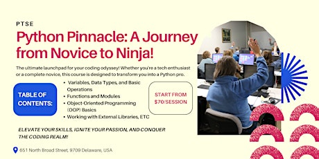 Python Pinnacle: A Journey from Novice to Ninja! primary image