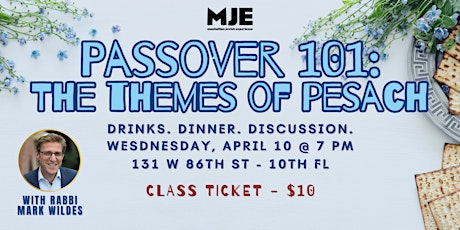 Imagem principal do evento Passover 101: The Themes Of Pesach | With Rabbi Mark Wildes | MJE