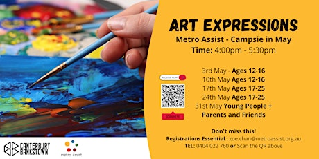 Art Expressions in Campsie - 5 x Fridays in May | Ages 12 - 16 & 17 - 25