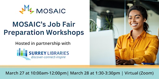 Primaire afbeelding van MOSAIC Job Fair Preparation Workshops with Surrey Libraries