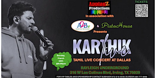 Primaire afbeelding van KARTHIK Live - Tamil Music Concert at DALLAS