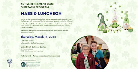 Image principale de Active Retirement St. Patrick's Day Mass and Luncheon | March 14, 2024