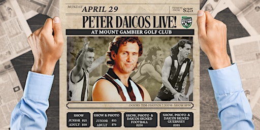 Peter Daicos LIVE at The Mount Gambier Golf Club! primary image