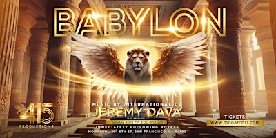 Image principale de BABYLON  AFTERHOURS  SAT NIGHT STARTS SUN  3AM TO 8AM  w/ DJ JEREMY DAVA