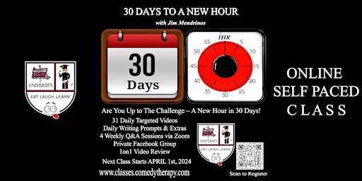 Imagen principal de 30 Days to a New Hour with Jim Mendrinos ~ Starting April 1st!