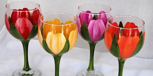 Immagine principale di Rosé & Roses Canvas: Wine Glass Painting 