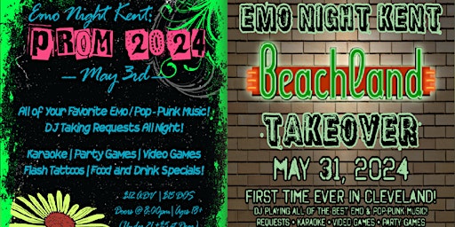 Primaire afbeelding van Emo Night Kent: Prom 2024 & Emo Night Kent: Beachland Takeover bundle