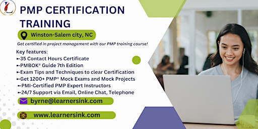Primaire afbeelding van 4 Day PMP Classroom Training Course in Winston–Salem, NC