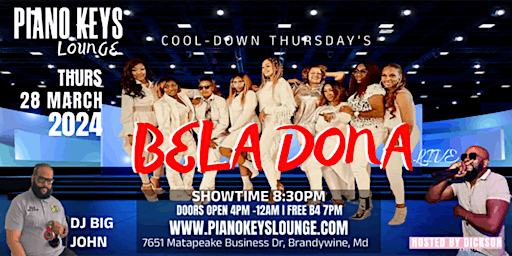 Imagen principal de BELA DONA LIVE @ Piano Keys Lounge Cool Down Thursday March 28