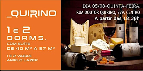 Imagem principal do evento Quirino 779 brindando seus convidados com queijos e vinhos