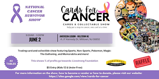 Imagem principal do evento Cards For Cancer Cards & Collectable Show!
