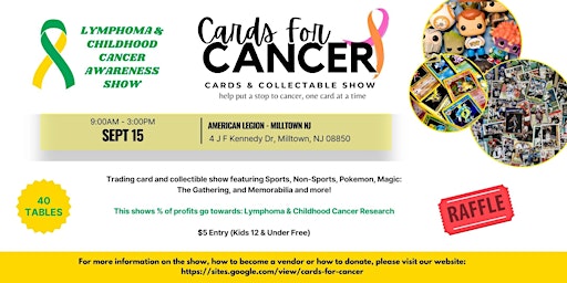 Imagem principal do evento Cards For Cancer Cards & Collectable Show!