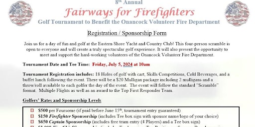 Hauptbild für 8th Annual Fairways for Firefighters Golf Tournament