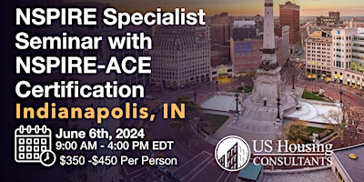 Imagen principal de NSPIRE Specialist Seminar w/ACE Certification - Indianapolis, IN - 6/6/2024