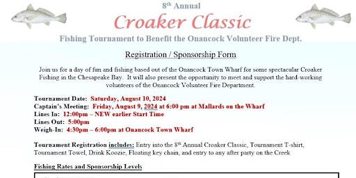 Image principale de 8th Annual Onancock Fire Department Croaker Classic