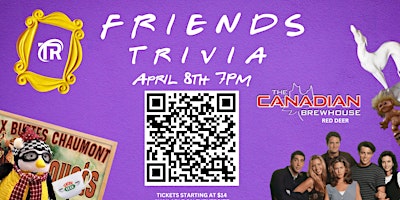 Primaire afbeelding van RED DEER -Friends Trivia at The Canadian Brewhouse! April 8th 7pm