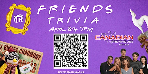 Imagem principal de RED DEER -Friends Trivia at The Canadian Brewhouse! April 8th 7pm