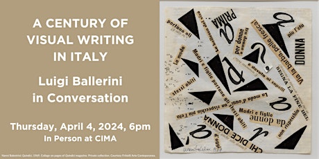 A century of Visual Writing in Italy: Luigi Ballerini in Conversation