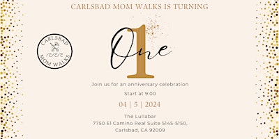 Carlsbad Mom Walks 1 Year Anniversary Celebration primary image