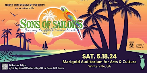 Primaire afbeelding van Sons of Sailors: Tribute to Jimmy Buffett @ Marigold Auditorium