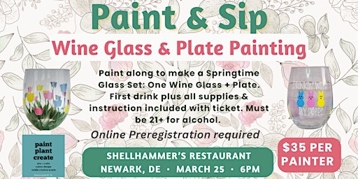 Immagine principale di Paint and Sip: Wine Glass and Plate Painting 