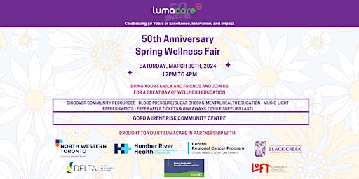 Primaire afbeelding van Lumacare 50th Anniversary Spring Wellness Fair