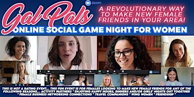 Primaire afbeelding van Gal Pals Online Game Night For Women: Make New Female Friends From Home!