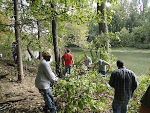 Preserve cleanup with our White River Steward and White River Docents