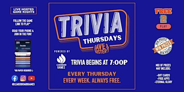 Trivia Night | Dave & Buster's - Louisville KY - THUR 7p @LeaderboardGames