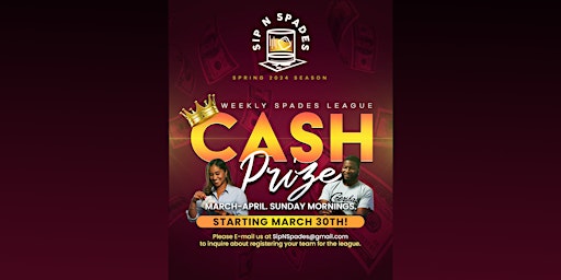 Imagen principal de Sip N Spades Cash Prize Spades League (Spring 2024 Season)
